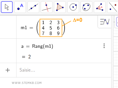le rang de la matrice n'est pas trois