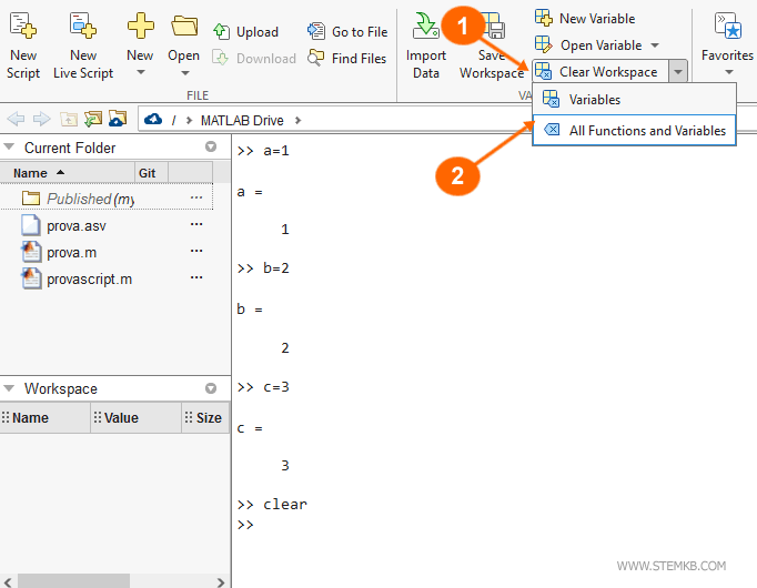 Comment lib&eacute;rer l'espace de travail Matlab.
