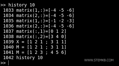 opérations récentes dans l'historique des commandes