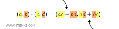 Explanation of the formula for multiplying complex numbers.