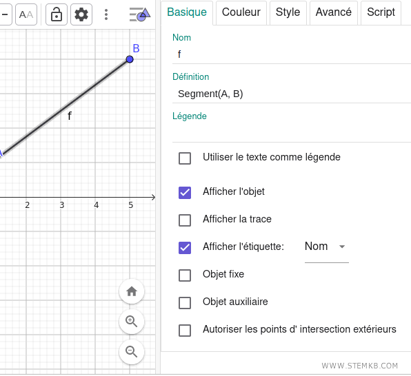 Comment personnaliser le segment dans GeoGebra