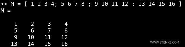 exemple d'une matrice carrée 4x4