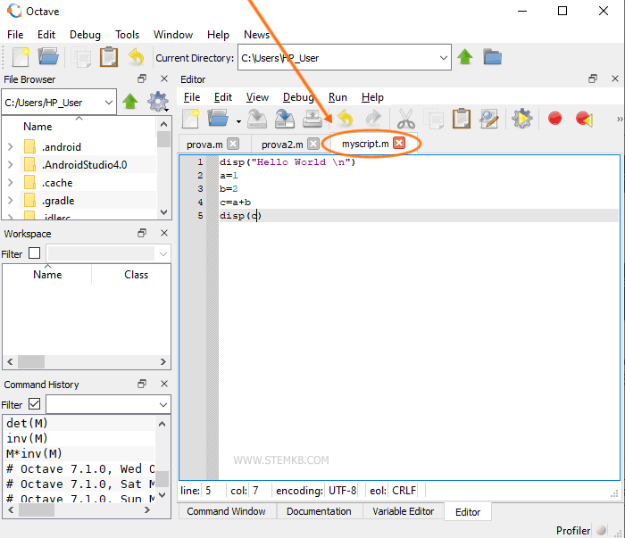  le fichier s'appelle "myscript.m"