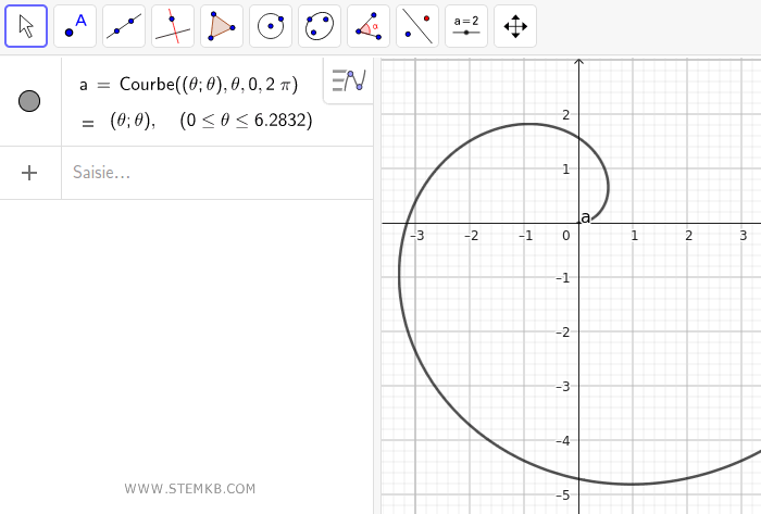 une courbe param&eacute;trique dans GeoGebra