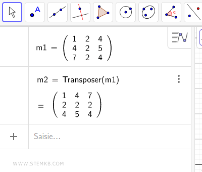 r&eacute;alisation d'une matrice transpos&eacute;e