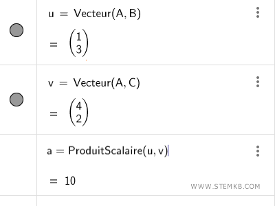 calcul du produit scalaire
