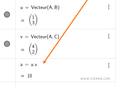 raccourci pour le calcul du produit scalaire