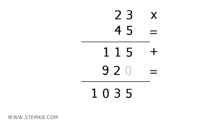 the final result of the column multiplication