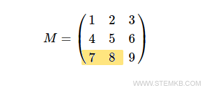 extrait les deux premiers éléments de la troisième ligne de la matrice