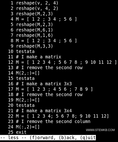 Exemple de la commande "history"