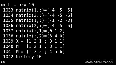 Liste de la commande "history"