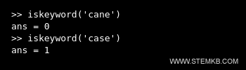function iskeyword()