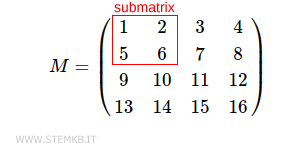 Voici la sous-matrice carr&eacute;e 2x2.
