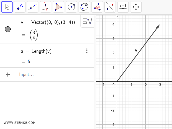 visualizing vector length in GeoGebra
