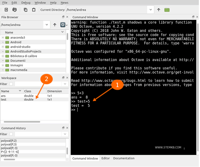D&eacute;finir une variable appel&eacute;e "test"